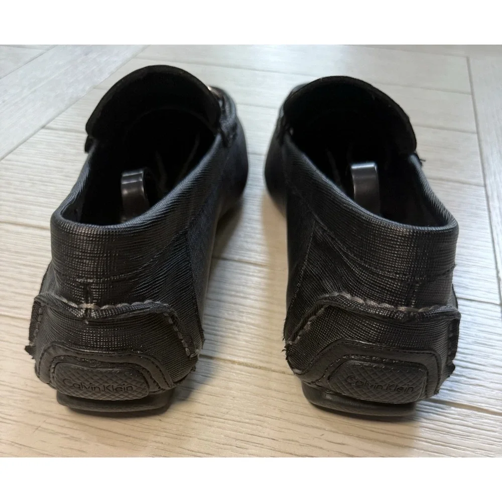 Calvin Klein Black 34F1517 Merve Weave Emboss Driving Loafer Shoe US 9.5 EU 42.5